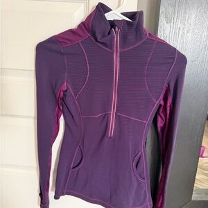 Lululemon Star Runner 1/2 Zip Pullover in the "Hyper Stripe Plum